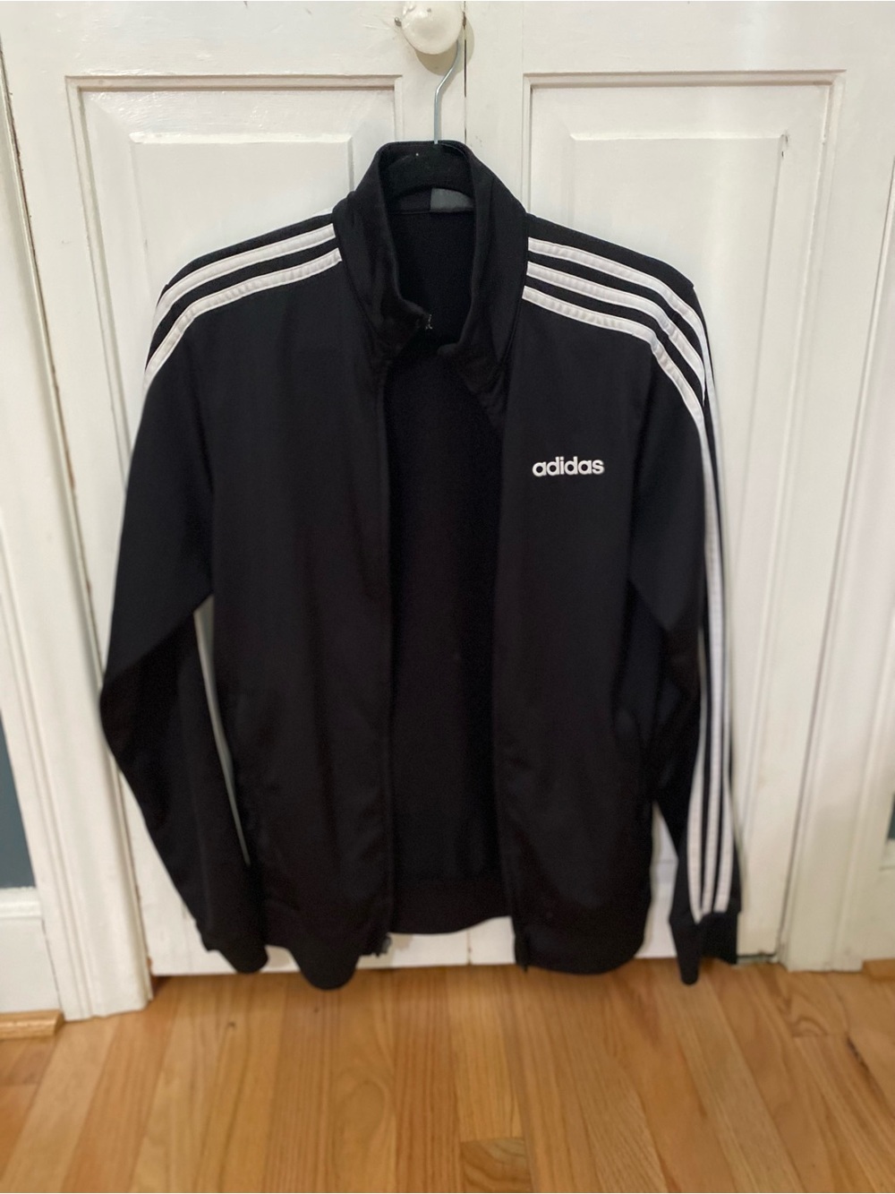 Mens adidas Black Track Jacket with White 3-Stripes